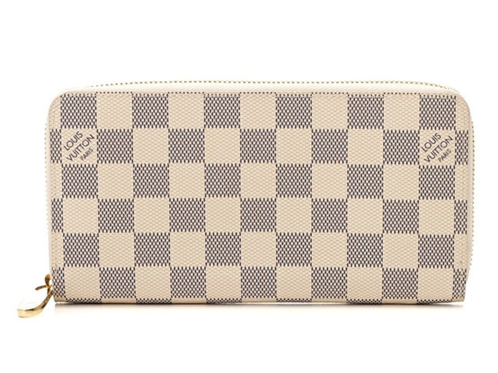 LOUIS VUITTON Wallet Accessories Zippy Long Damier Azur White